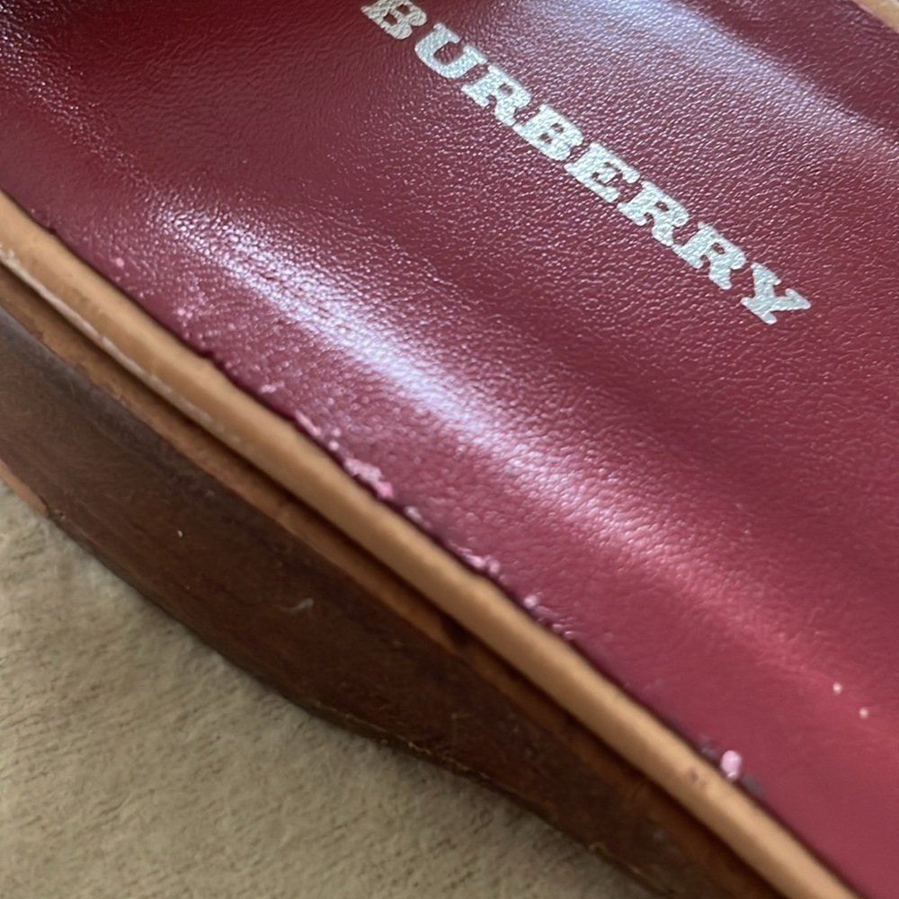 Burberry Tan Large Leather Silver Logo Faux Snap Strap Sandals - Picture 12 of 12